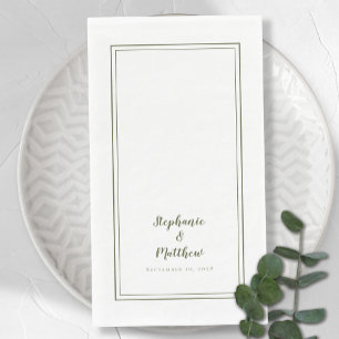 Serviette En Papier Simple Olive Vert moderne minimaliste Mariage