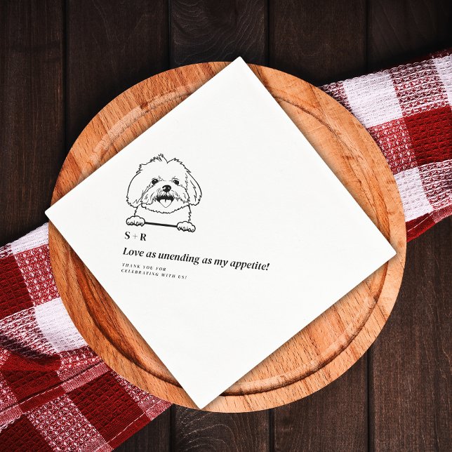 Serviette En Papier Simple Photo Cute Fun Chien Animaux Mariage (Créateur téléchargé)