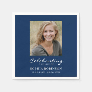 Serviette En Papier Simple photo Funeral Memorial Bleu