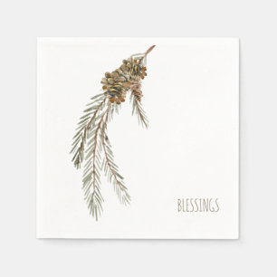 Serviette En Papier Simple Pine Cônes Bénédiction Thanksgiving Coctail