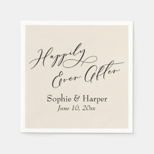 Serviette En Papier Simple Police de Luxe Script Happily Ever After Cr