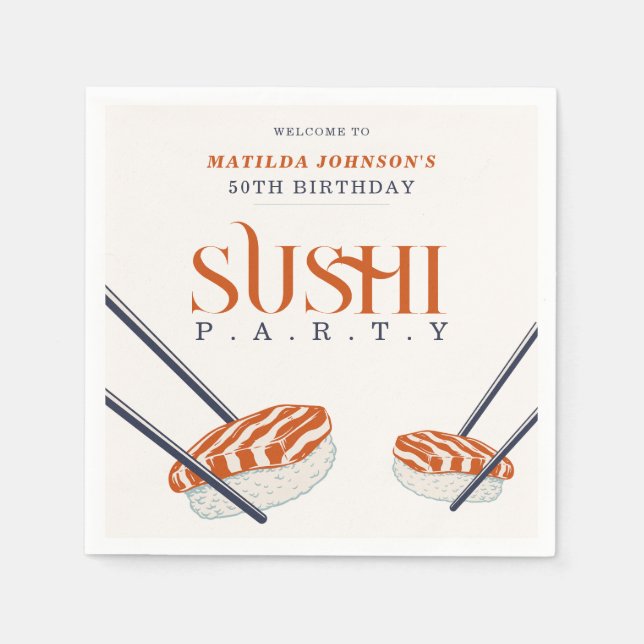 Serviette En Papier Simple Retro Sushi Party 50e anniversaire (Devant)