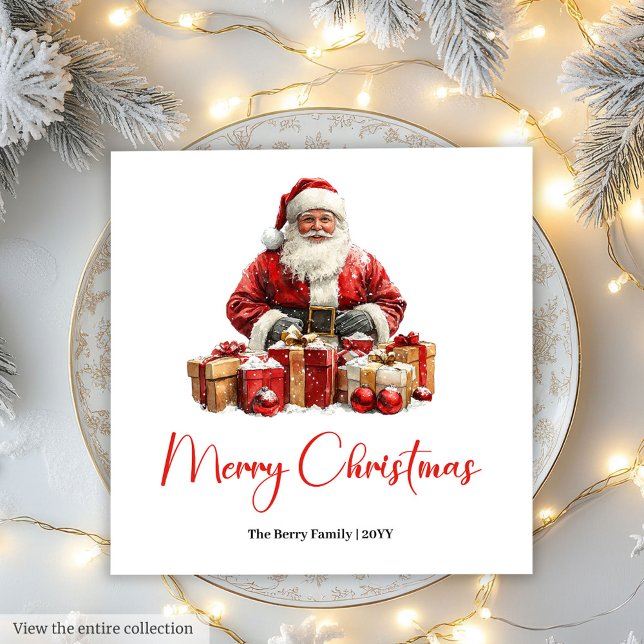 Serviette En Papier Simple Santa Claus Stylish Modern Holiday Napkin (Simple Santa Claus Stylish Modern Holiday Napkin)