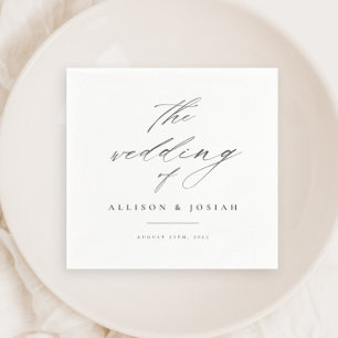 Serviette En Papier Simple Script Mariage Blanc