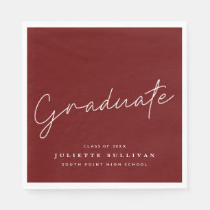Serviette En Papier Simple Script Maroon Graduation Party