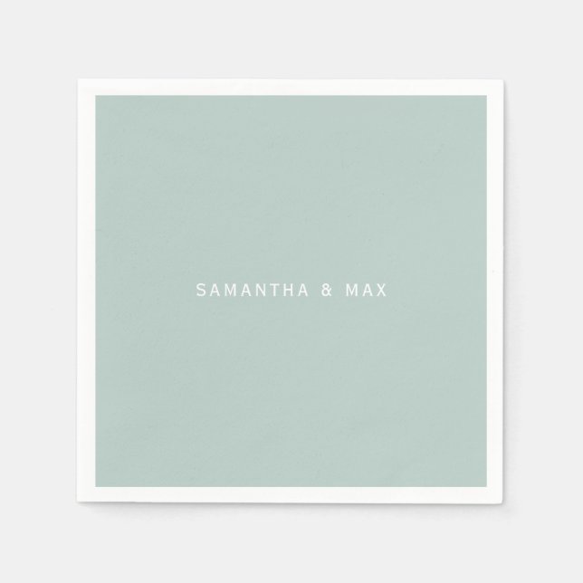Serviette En Papier Simple Seafoam Couple Names Modern Cocktail (Devant)