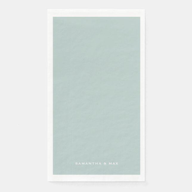 Serviette En Papier Simple Seafoam Couple Names Modern Guest (Devant)