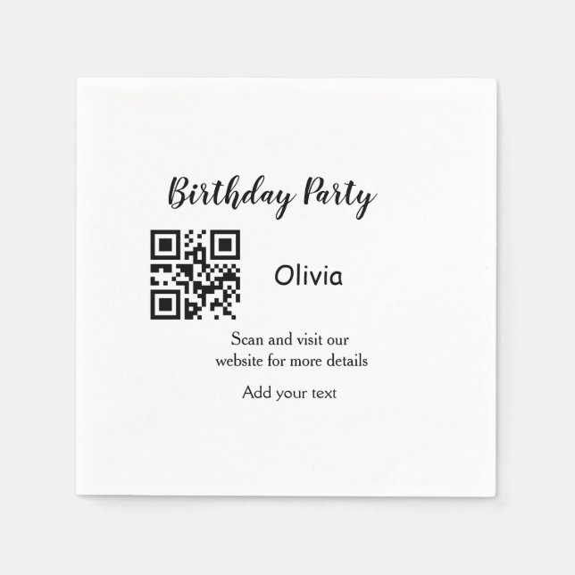 Serviette En Papier Simple site de fête d'anniversaire code-barres QR  (Devant)