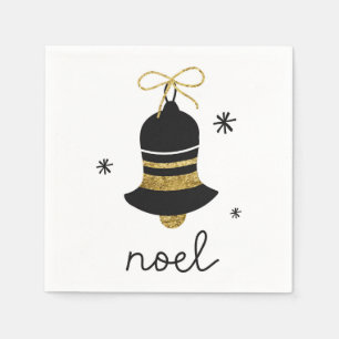 Serviette En Papier Simple sophistiqué sonnette en or noir noel festif