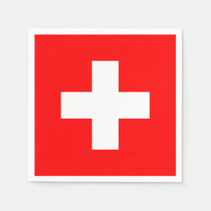 Serviette En Papier Simple suisse Drapeau rouge et blanc Patriotique