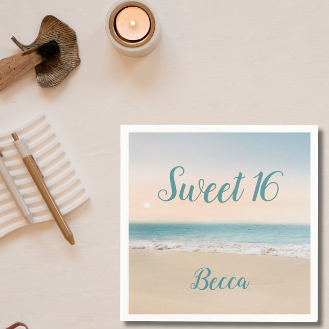 Serviette En Papier Simple Sweet 16 Beach Theme Party (Créateur téléchargé)
