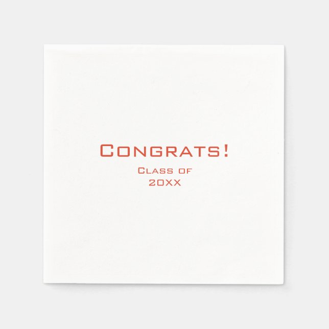 Serviette En Papier Simple Typographie Graduation Party Rouge (Devant)