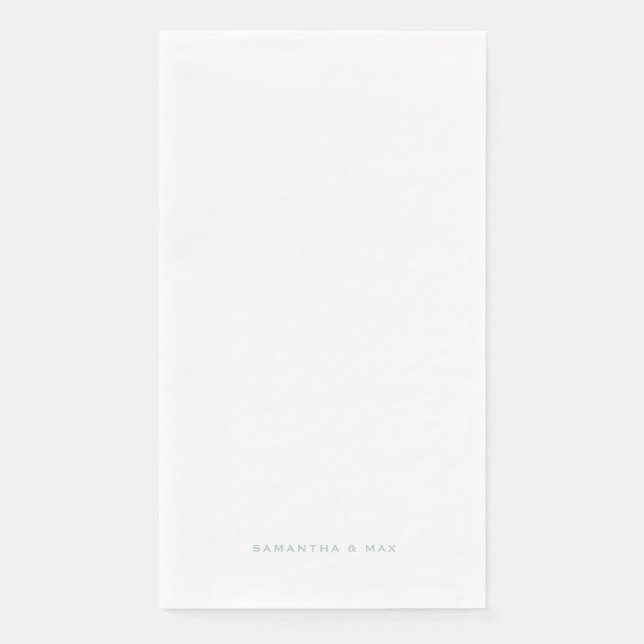 Serviette En Papier Simple White Seafoam Couple Names Modern Guest (Devant)