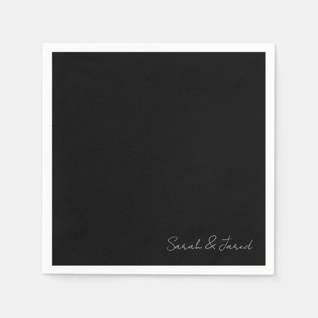 Serviette En Papier Simplement Elegant Script Names Black Mariage Cock (Devant)