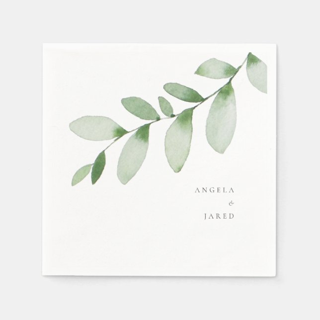 Serviette En Papier Simplicité & Foliage Mariage Cocktail personnalisé (Devant)