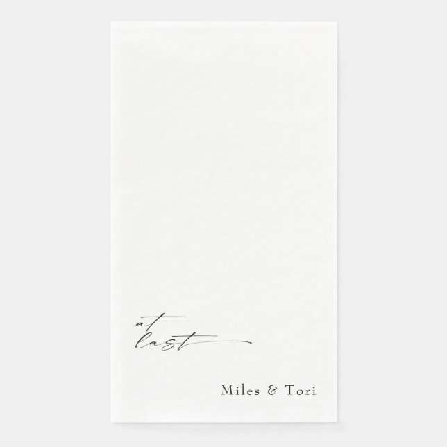 Serviette En Papier Simplicité Moderne Blanc À Dernier Mariage (Devant)