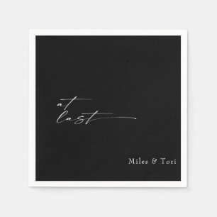 Serviette En Papier Simplicité moderne Noir à Dernier Mariage