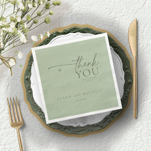 Serviette En Papier Simply Chic Mariage Merci Sage/Moss ID1046