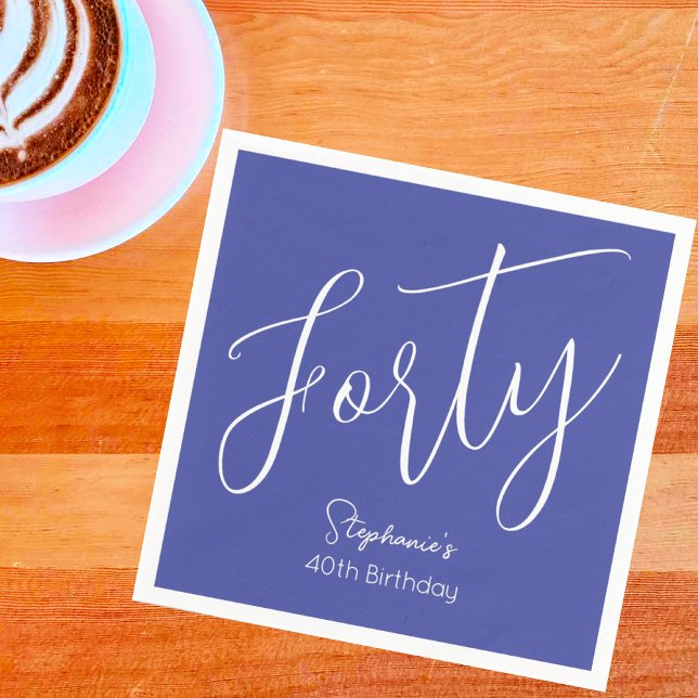 Serviette En Papier Simply Modern Script Lavender Purple 40e anniversa (Créateur téléchargé)