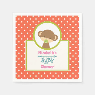 Serviette En Papier Singe-bébé Brown avec Baby shower Pacificateur
