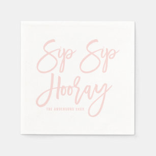 Serviette En Papier Sip rose vif Hooray main Lettré