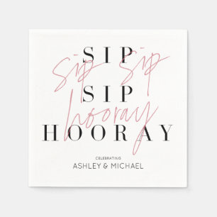 Serviette En Papier Sip Sip Hooray Black White Photo Couple's Shower