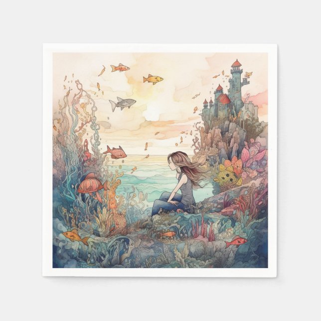 Serviette En Papier Sirène (Devant)