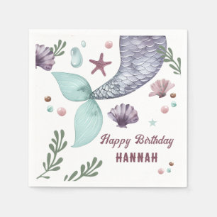Serviette En Papier Sirène Anniversaire de enfant Mer pourpre