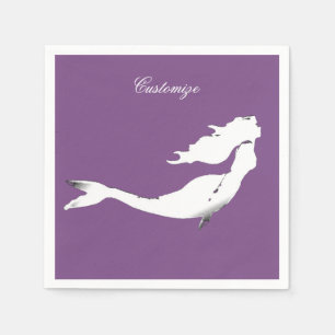 Serviette En Papier Sirène blanche sous-marine nage Thunder_Cove
