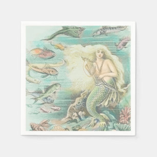 Serviette En Papier Sirène musicale vintage sous la décomposition de l
