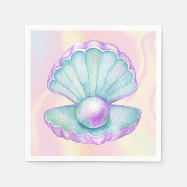 Serviette En Papier Sirène sous la mer Anniversaire (Devant)