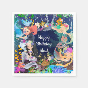 Serviette En Papier Sirènes sous la mer Fête d'anniversaire Sirène Bas