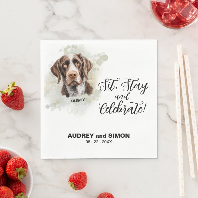Serviette En Papier Sit, Stay & Celebrate German Wirehaired Pointer (En situation)