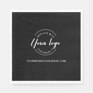 Serviette En Papier Site Web du logo Simple Black White Custom Busines