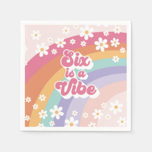 Serviette En Papier Six est Vibe Retro Rainbow 6e anniversaire