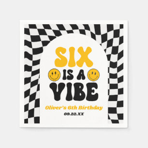 Serviette En Papier Six Is A Vibe Rétro Sixième Anniversaire 6ème Fête