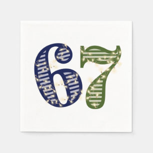 Serviette En Papier Six Seven 6 7 Tendance Bleu & Vert Moderne