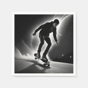 Serviette En Papier Skateboard Boy with Lightning
