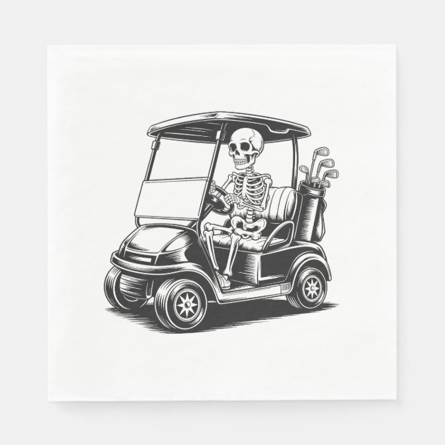 Serviette En Papier Skeletal Golfer Crâne Jouer Golf (Devant)