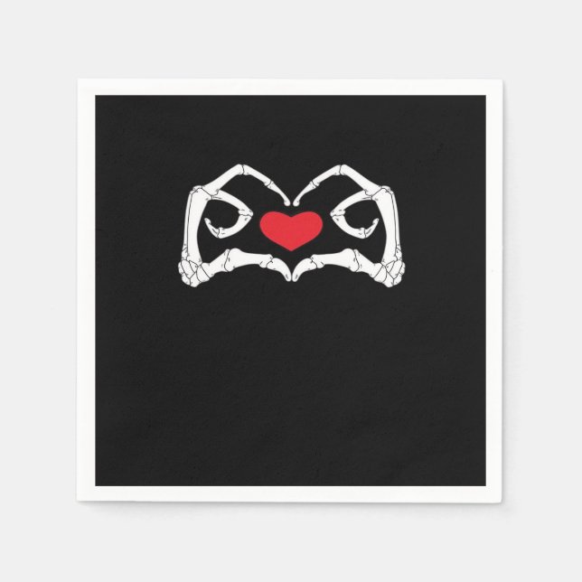 Serviette En Papier Skeleton Coeur Et Mains Drôle (Devant)