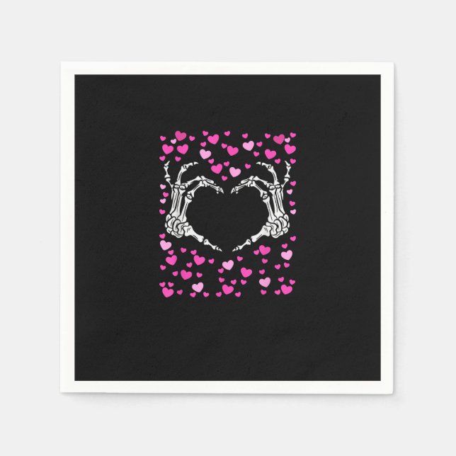 Serviette En Papier Skeleton Coeur main Valentines Jour Funny Viral (Devant)