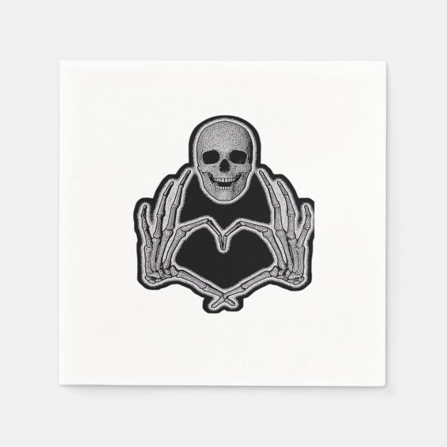 Serviette En Papier Skeleton Heart Hands Classic (Devant)
