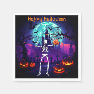 Serviette En Papier Skeleton Joyeux Halloween Napkins