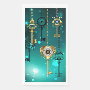 Serviette En Papier Skeleton Keys on Green Background
