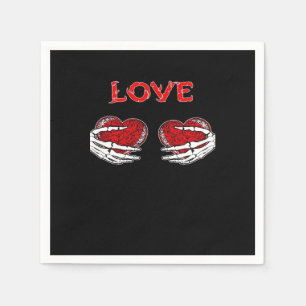 Serviette En Papier Skeleton Mains Coeur Drôle Design