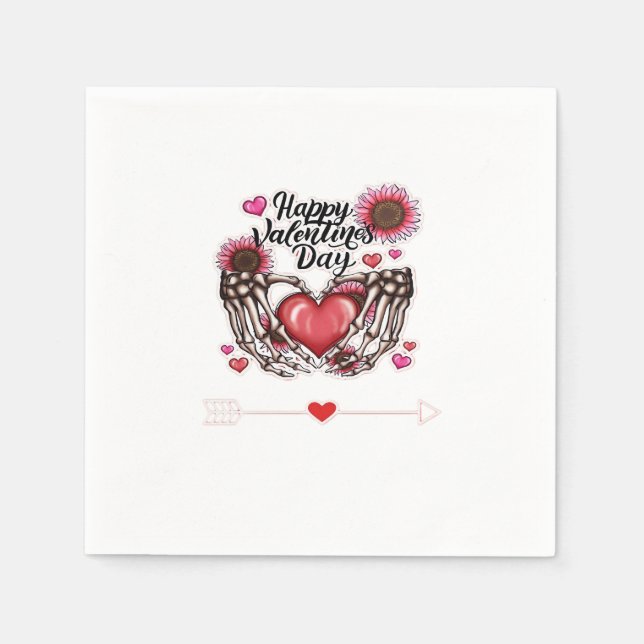 Serviette En Papier Skeleton Mains Valentines Classic de la journée (Devant)