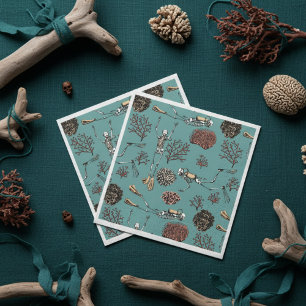 Serviette En Papier Skeleton Turquoise sous-marin Papier de plongée so