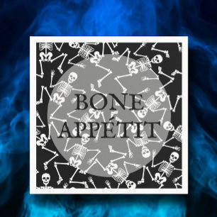 Serviette En Papier Skeletons Halloween Noir