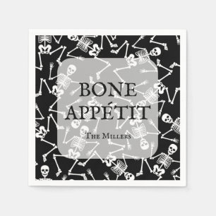 Serviette En Papier Skeletons Halloween Party Black