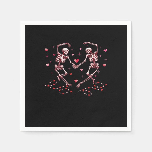 Serviette En Papier Skeletons tenant les mains Coeur Valentines concep (Devant)